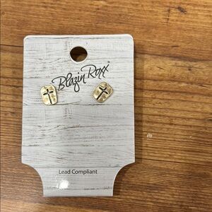 Blazin Roxx Gold Cross Square Earrings